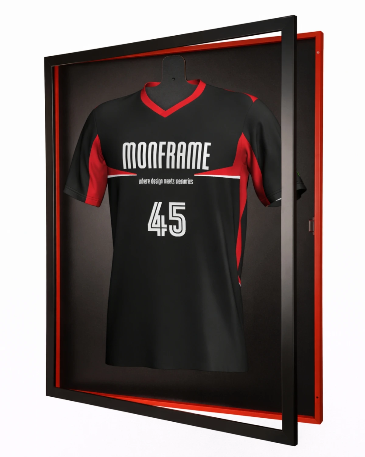 1.Schwarz-Rot-Schwarz Trikotrahmen TeamFrame Schwarz-Rot / Hintergrund: Schwarz – Bild 1