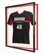 Trikotrahmen TeamFrame Schwarz-Rot / Hintergrund: Weiß