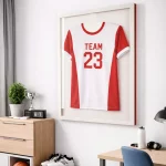 Trikotrahmen TeamFrame Weiß-Rot / Hintergrund: Weiß – Bild 3