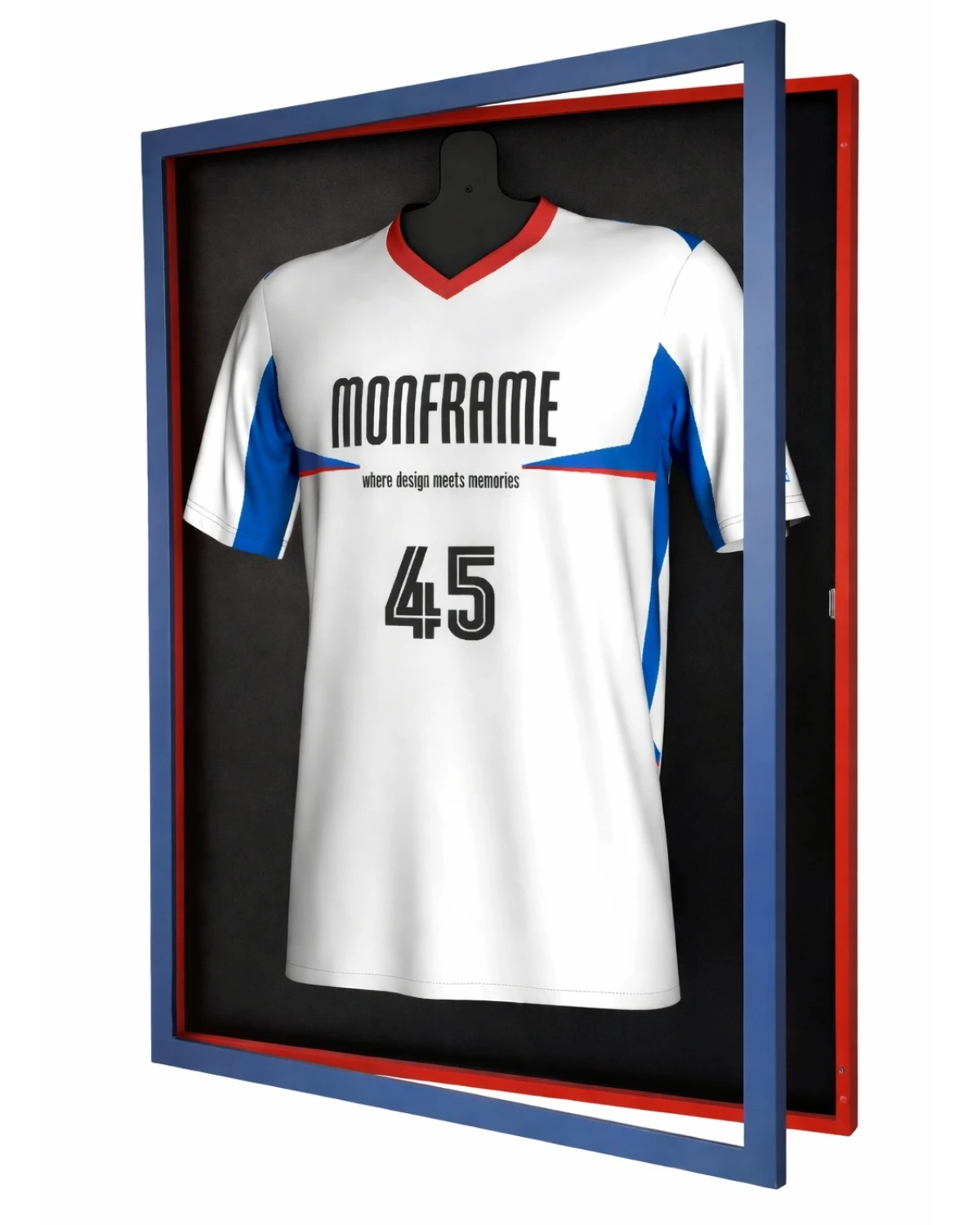 33 Trikotrahmen TeamFrame Blau-Rot / Hintergrund: Schwarz – Bild 1